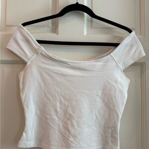 Anthropologie White Off-Shoulder Crop Top
